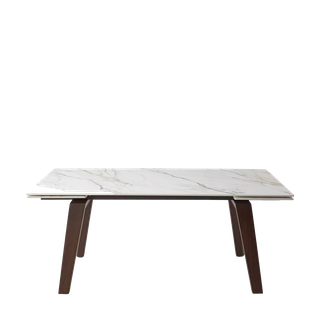 Стол БЭТИС (BETIS) 180 цвет Мрамор (MATTE GILDED WHITE SOLID CERAMIC) / Орех (WALNUT), ®DISAUR