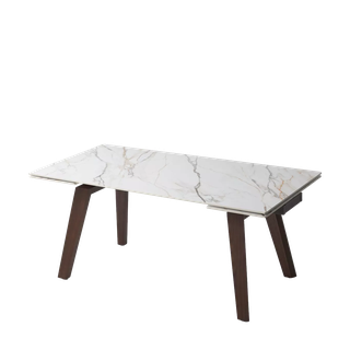 Стол БЭТИС (BETIS) 180 цвет Мрамор (MATTE GILDED WHITE SOLID CERAMIC) / Орех (WALNUT), ®DISAUR