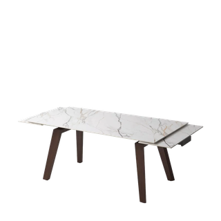 Стол БЭТИС (BETIS) 180 цвет Мрамор (MATTE GILDED WHITE SOLID CERAMIC) / Орех (WALNUT), ®DISAUR