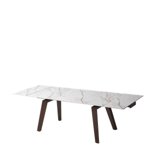 Стол БЭТИС (BETIS) 180 цвет Мрамор (MATTE GILDED WHITE SOLID CERAMIC) / Орех (WALNUT), ®DISAUR