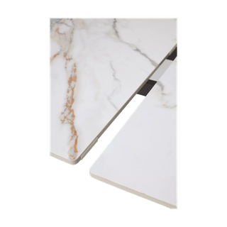 Стол БЭТИС (BETIS) 180 цвет Мрамор (MATTE GILDED WHITE SOLID CERAMIC) / Орех (WALNUT), ®DISAUR