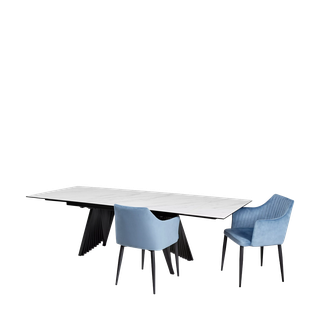 Стол ИВАР (IVAR) 200 цвет KL-99 Белый мрамор, итальянская керамика / Темно-серый ®DISAUR