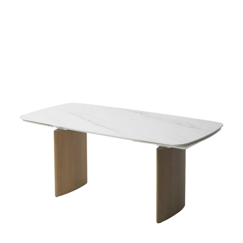 Стол КАЛВИН (CALVIN) 180 цвет КАРРАРА (SEMI-POLISHED SNOW CARRARA SOLID CERAMIC / СЕРЫЙ ДУБ, ®DISAUR