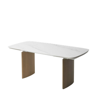 Стол КАЛВИН (CALVIN) 180 цвет КАРРАРА (SEMI-POLISHED SNOW CARRARA SOLID CERAMIC / СЕРЫЙ ДУБ, ®DISAUR