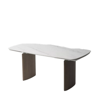 Стол КАЛВИН (CALVIN) 180 цвет КАРРАРА (SEMI-POLISHED SNOW CARRARA SOLID CERAMIC / СЕРЫЙ ДУБ, ®DISAUR