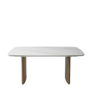 Стол КАЛВИН (CALVIN) 180 цвет КАРРАРА (SEMI-POLISHED SNOW CARRARA SOLID CERAMIC / СЕРЫЙ ДУБ, ®DISAUR