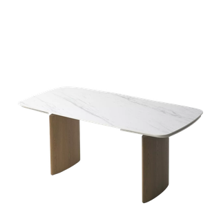Стол КАЛВИН (CALVIN) 180 цвет КАРРАРА (SEMI-POLISHED SNOW CARRARA SOLID CERAMIC / СЕРЫЙ ДУБ, ®DISAUR