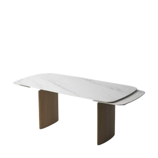 Стол КАЛВИН (CALVIN) 180 цвет КАРРАРА (SEMI-POLISHED SNOW CARRARA SOLID CERAMIC / СЕРЫЙ ДУБ, ®DISAUR