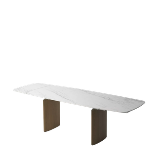 Стол КАЛВИН (CALVIN) 180 цвет КАРРАРА (SEMI-POLISHED SNOW CARRARA SOLID CERAMIC / СЕРЫЙ ДУБ, ®DISAUR