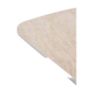 Стол КИРАН (KIRAN) 180 БЕЖЕВЫЙ МРАМОР (MATTE SICILY BEIGE SOLID CERAMIC) / Орех темный, ®DISAUR