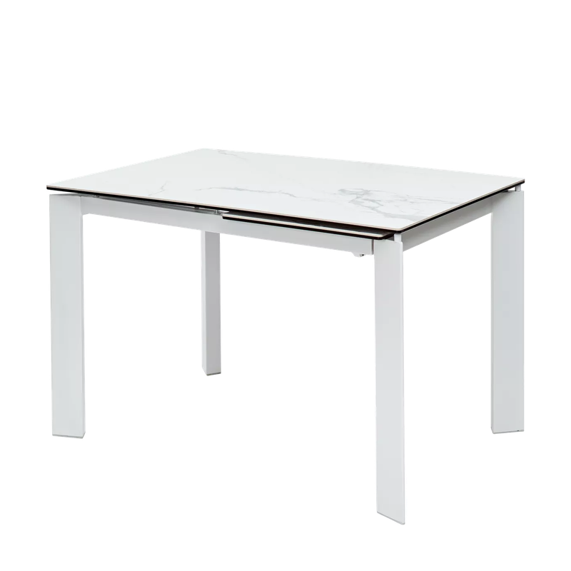 Стол КОРНЕР (CORNER) 120 цвет БЕЛЫЙ МРАМОР (HIGH GLOSS STATUARIO) керамика, стекло/ БЕЛЫЙ, ®DISAUR