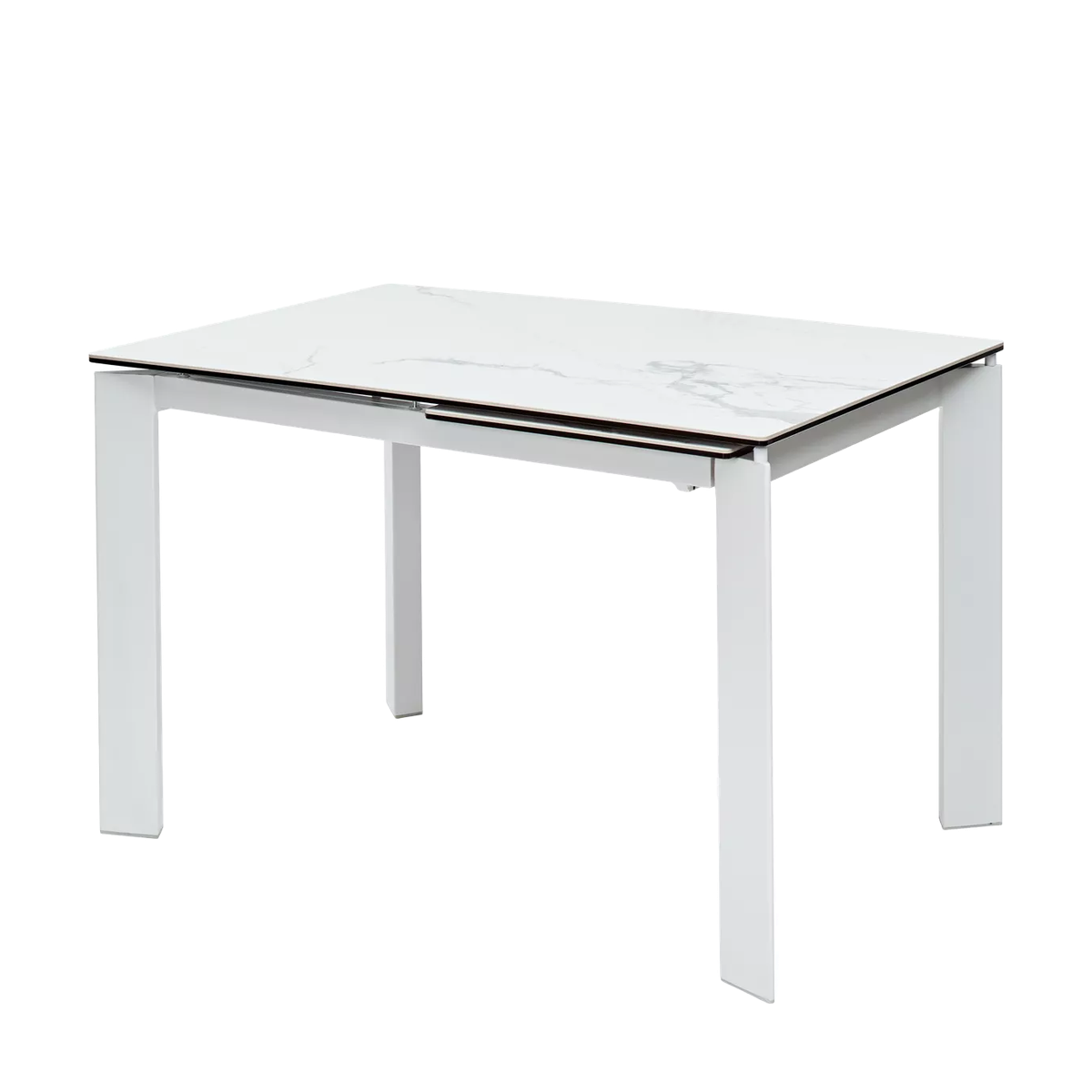 Стол КОРНЕР (CORNER) 120 цвет БЕЛЫЙ МРАМОР (HIGH GLOSS STATUARIO) керамика, стекло/ БЕЛЫЙ, ®DISAUR