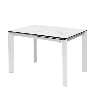 Стол КОРНЕР (CORNER) 120 цвет БЕЛЫЙ МРАМОР (HIGH GLOSS STATUARIO) керамика, стекло/ БЕЛЫЙ, ®DISAUR