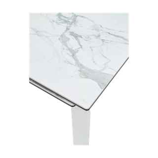 Стол КОРНЕР (CORNER) 120 цвет БЕЛЫЙ МРАМОР (HIGH GLOSS STATUARIO) керамика, стекло/ БЕЛЫЙ, ®DISAUR