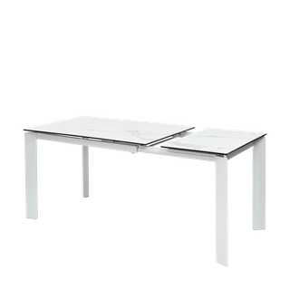 Стол КОРНЕР (CORNER) 120 цвет БЕЛЫЙ МРАМОР (HIGH GLOSS STATUARIO) керамика, стекло/ БЕЛЫЙ, ®DISAUR