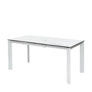 Стол КОРНЕР (CORNER) 120 цвет БЕЛЫЙ МРАМОР (HIGH GLOSS STATUARIO) керамика, стекло/ БЕЛЫЙ, ®DISAUR