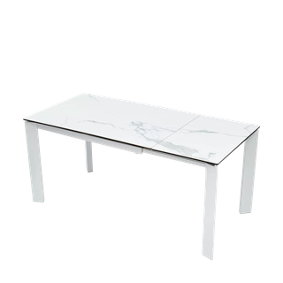 Стол КОРНЕР (CORNER) 120 цвет БЕЛЫЙ МРАМОР (HIGH GLOSS STATUARIO) керамика, стекло/ БЕЛЫЙ, ®DISAUR