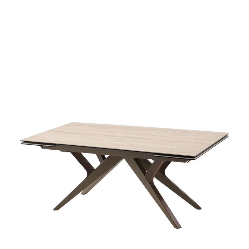 Стол КОСТА (COSTA) 180 ТРАВЕРТИН (MATTE SPANISH TRAVERTINE) керамика/ Латте / Орех натур, ®DISAUR