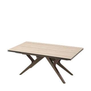 Стол КОСТА (COSTA) 180 ТРАВЕРТИН (MATTE SPANISH TRAVERTINE) керамика/ Латте / Орех натур, ®DISAUR