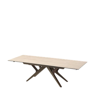 Стол КОСТА (COSTA) 180 ТРАВЕРТИН (MATTE SPANISH TRAVERTINE) керамика/ Латте / Орех натур, ®DISAUR