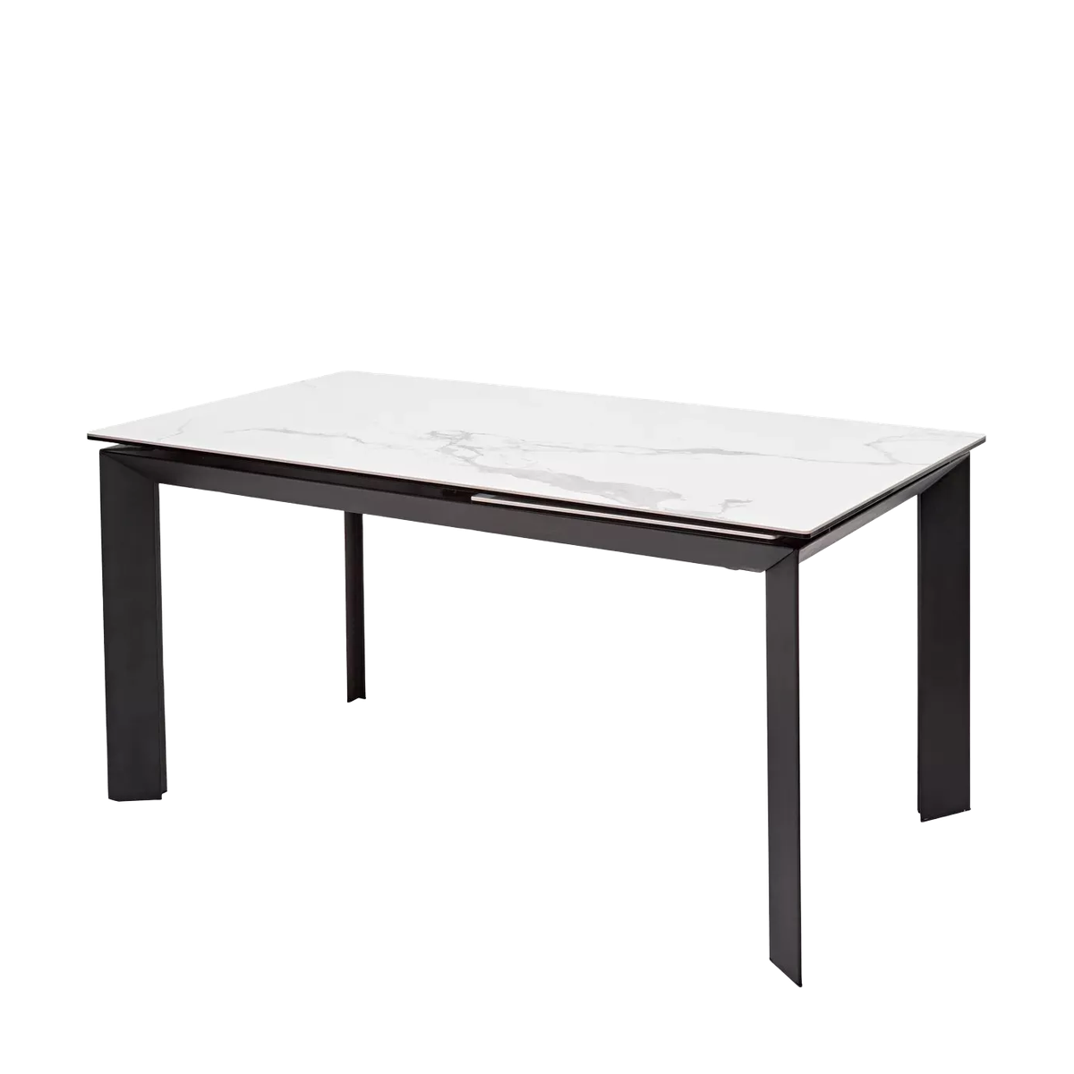 Стол КРЕМОНА (CREMONA) 140 БЕЛЫЙ МРАМОР ГЛЯНЦ (HIGH GLOSS STATUARIO), керамика/ ЧЕРНЫЙ, ®DISAUR