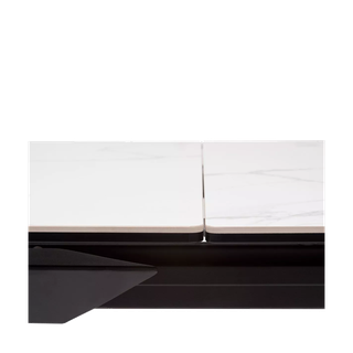 Стол КРЕМОНА (CREMONA) 140 БЕЛЫЙ МРАМОР ГЛЯНЦ (HIGH GLOSS STATUARIO), керамика/ ЧЕРНЫЙ, ®DISAUR
