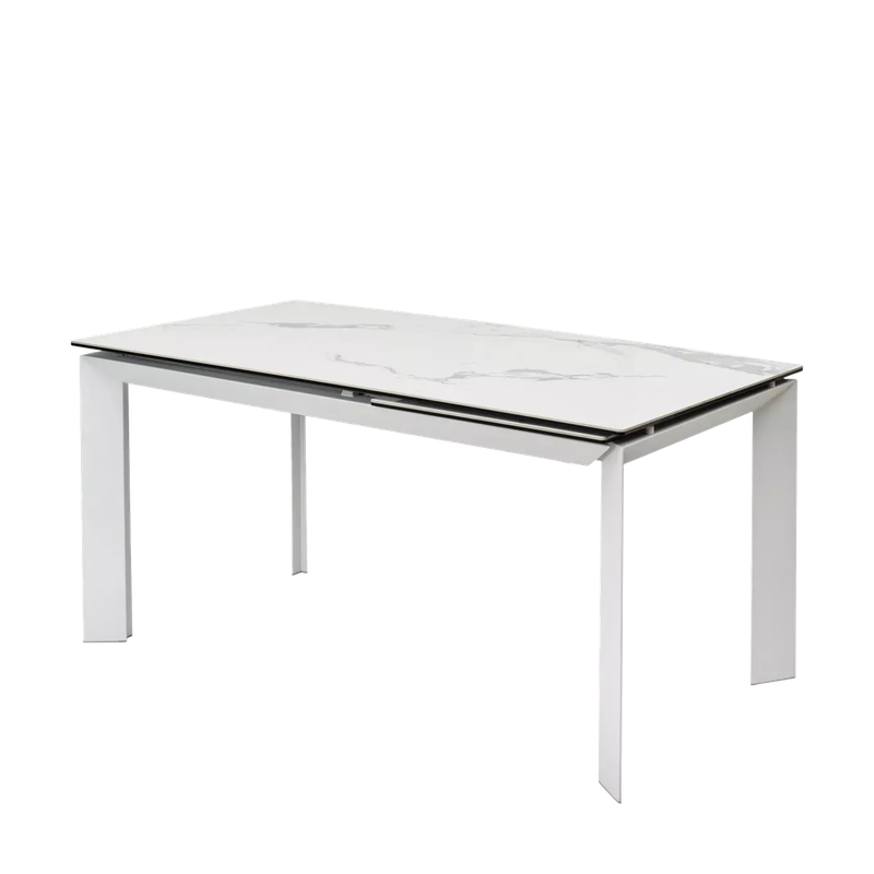 Стол КРЕМОНА (CREMONA) 140 цвет БЕЛЫЙ МРАМОР ГЛЯНЦ (HIGH GLOSS STATUARIO), керамика/ БЕЛЫЙ, ®DISAUR