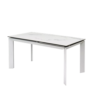 Стол КРЕМОНА (CREMONA) 140 цвет БЕЛЫЙ МРАМОР ГЛЯНЦ (HIGH GLOSS STATUARIO), керамика/ БЕЛЫЙ, ®DISAUR