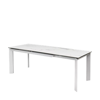 Стол КРЕМОНА (CREMONA) 140 цвет БЕЛЫЙ МРАМОР ГЛЯНЦ (HIGH GLOSS STATUARIO), керамика/ БЕЛЫЙ, ®DISAUR