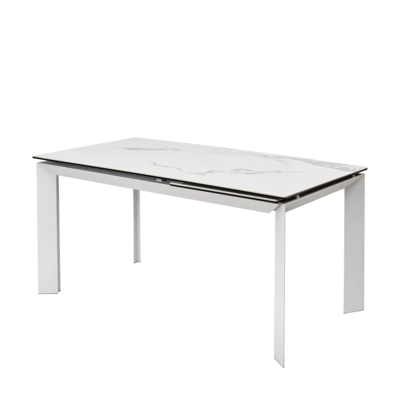Стол КРЕМОНА (CREMONA) 140 цвет БЕЛЫЙ МРАМОР ГЛЯНЦ (HIGH GLOSS STATUARIO), керамика/ БЕЛЫЙ, ®DISAUR