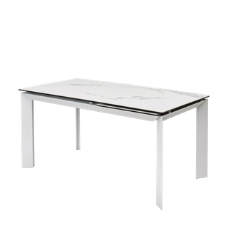 Стол КРЕМОНА (CREMONA) 140 цвет БЕЛЫЙ МРАМОР ГЛЯНЦ (HIGH GLOSS STATUARIO), керамика/ БЕЛЫЙ, ®DISAUR