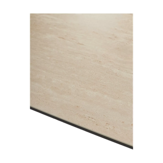 Стол КРЕМОНА (CREMONA) 180 цвет TL-142 Бежевый мрамор, испанская керамика / ЧЕРНЫЙ, ®DISAUR