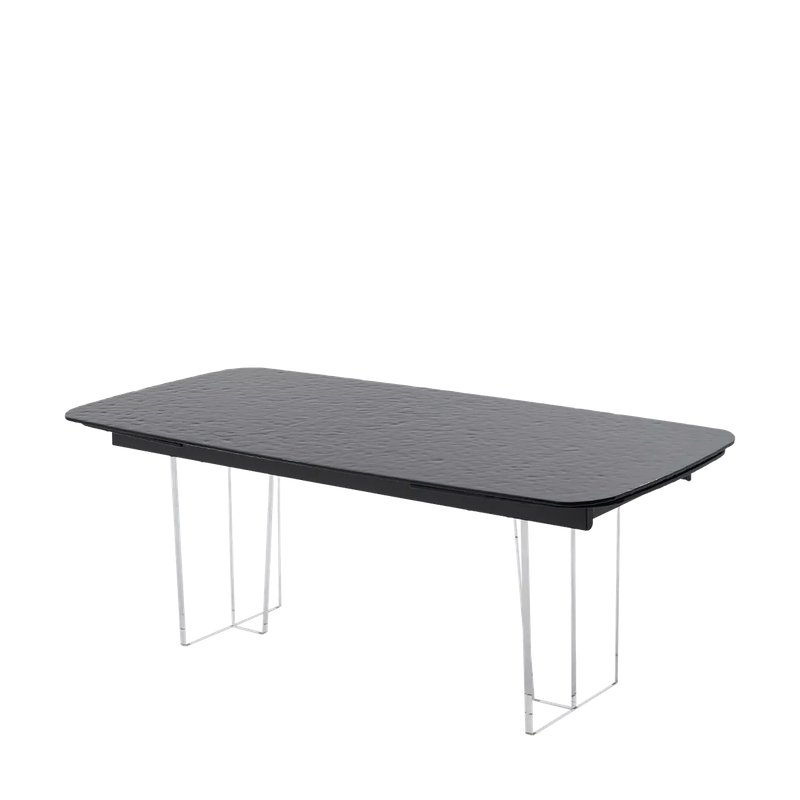 Стол ЛАУРИТЦ (LAURITS) 200 цвет ЧЕРНЫЙ (GREY), стекло BUBBLE / Прозрачный каркас ®DISAUR