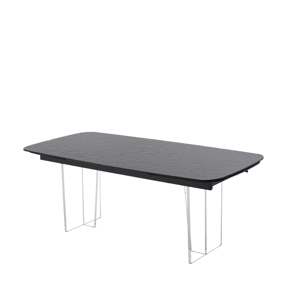 Стол ЛАУРИТЦ (LAURITS) 200 цвет ЧЕРНЫЙ (GREY), стекло BUBBLE / Прозрачный каркас ®DISAUR