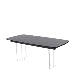Стол ЛАУРИТЦ (LAURITS) 200 цвет ЧЕРНЫЙ (GREY), стекло BUBBLE / Прозрачный каркас ®DISAUR