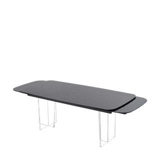 Стол ЛАУРИТЦ (LAURITS) 200 цвет ЧЕРНЫЙ (GREY), стекло BUBBLE / Прозрачный каркас ®DISAUR