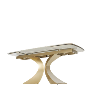 Стол МАТИАС (MATIAS) 180 цвет ПАНДОРА (GLOSS LUXURY PANDORA SOLID CERAMIC) / ШАМПАНЬ, ®DISAUR