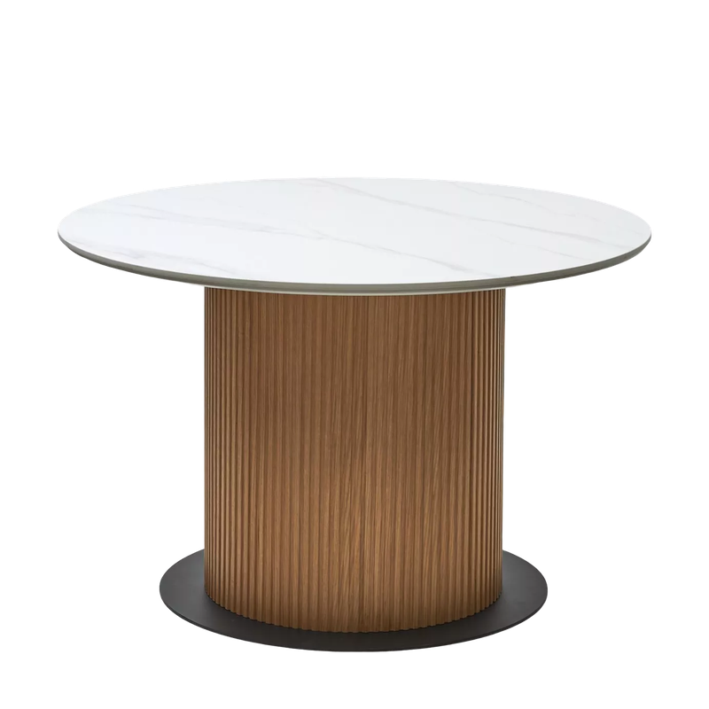 Стол МЕСА (MESA) D120 цвет БЕЛЫЙ МРАМОР M326 / ДУБ, ®DISAUR