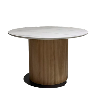 Стол МЕСА (MESA) D120 цвет БЕЛЫЙ МРАМОР M326 / ДУБ, ®DISAUR