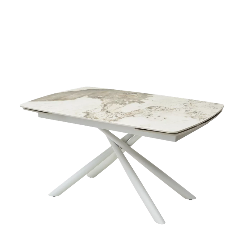 Стол РИВОЛИ (RIVOLI) 140 цвет ПАНДОРА (GLOSS LUXURY PANDORA SOLID CERAMIC) / БЕЛЫЙ, ®DISAUR