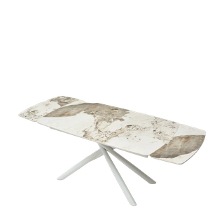 Стол РИВОЛИ (RIVOLI) 140 цвет ПАНДОРА (GLOSS LUXURY PANDORA SOLID CERAMIC) / БЕЛЫЙ, ®DISAUR