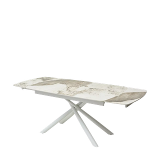 Стол РИВОЛИ (RIVOLI) 140 цвет ПАНДОРА (GLOSS LUXURY PANDORA SOLID CERAMIC) / БЕЛЫЙ, ®DISAUR