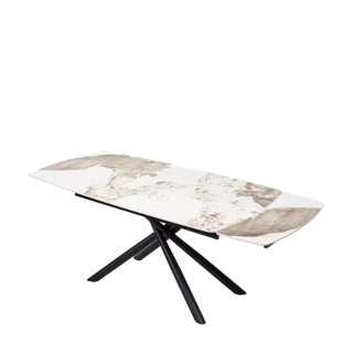 Стол РИВОЛИ (RIVOLI) 140 цвет ПАНДОРА (GLOSS LUXURY PANDORA SOLID CERAMIC) / ЧЕРНЫЙ, ®DISAUR