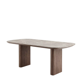 Стол СТЭЙДЖ (STAGE) 199 цвет БЕЖЕВЫЙ МРАМОР CA040, керамика / Орех, ®DISAUR