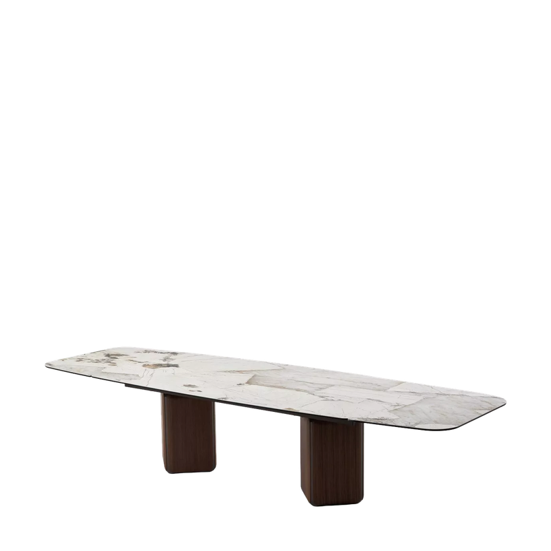 Стол ТЕРРА (TERRA) 240-360 Бежевый мрамор TL-331, испанская керамика / орех, ®DISAUR