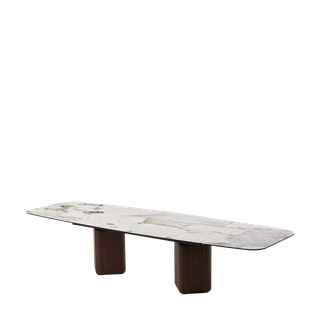Стол ТЕРРА (TERRA) 240-360 Бежевый мрамор TL-331, испанская керамика / орех, ®DISAUR