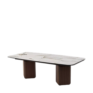 Стол ТЕРРА (TERRA) 240-360 Бежевый мрамор TL-331, испанская керамика / орех, ®DISAUR