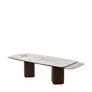 Стол ТЕРРА (TERRA) 240-360 Бежевый мрамор TL-331, испанская керамика / орех, ®DISAUR