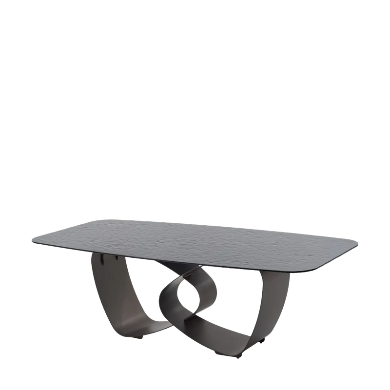 Стол ТОВЕ (TOVE) 240 цвет ЧЕРНЫЙ (GREY), стекло BUBBLE / Шоколадное золото ®DISAUR