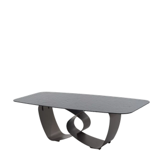 Стол ТОВЕ (TOVE) 240 цвет ЧЕРНЫЙ (GREY), стекло BUBBLE / Шоколадное золото ®DISAUR